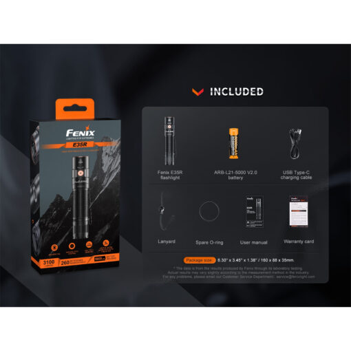 KT Services - Fenix - Flashlight E35R (3,000 lumens), Black