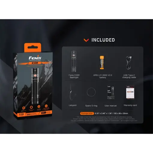 KT Services - Fenix - Flashlight E35R (3,000 lumens), Black